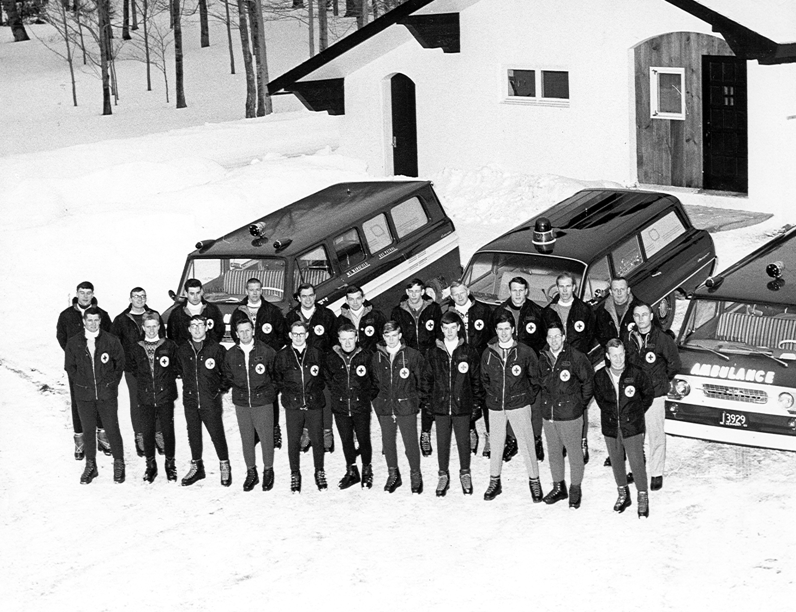 Stowe historic patrol group at base with vehicles